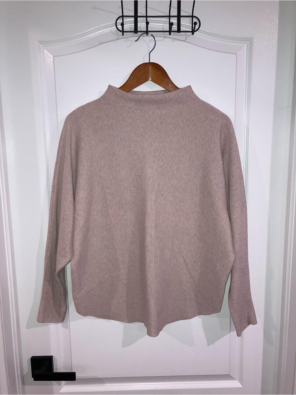 Vila Milano Dusty Light Pink Ribbed Mock Neck Sweater - size L